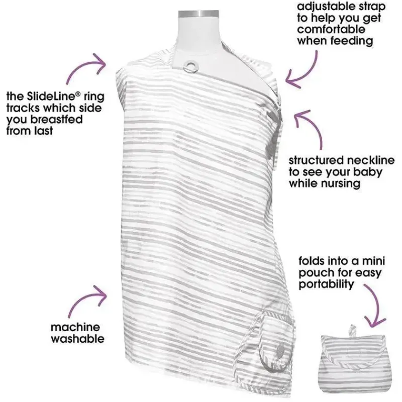 Boppy Nursing Covers, Scarves, & Wedges*- Nursing Cover for Breastfeeding, Gray Watercolor Stripes