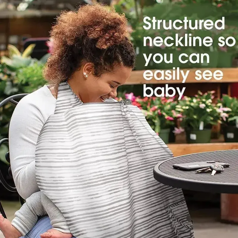Boppy Nursing Covers, Scarves, & Wedges*- Nursing Cover for Breastfeeding, Gray Watercolor Stripes