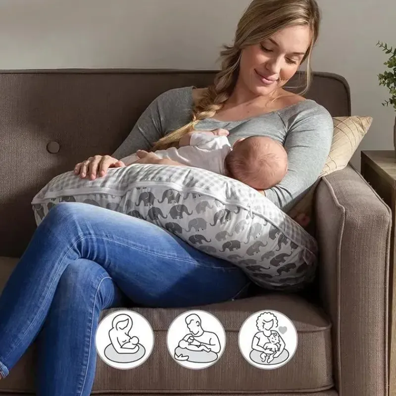 Boppy Nursing Pillows*- Nursing Pillow Quick-Dry Gray Elephant Cover