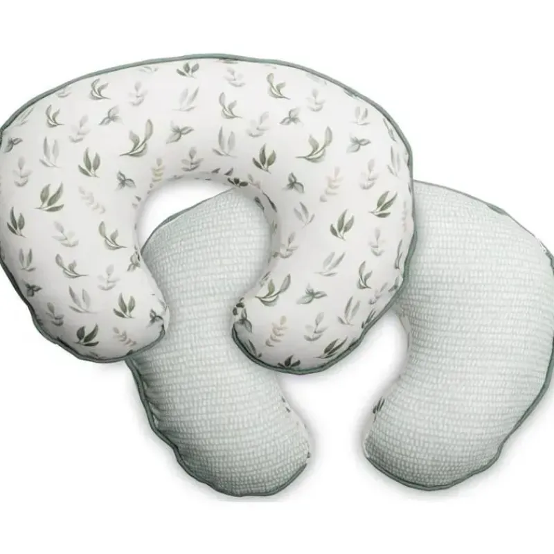 Boppy Gift For Mom|Organic*- Pillow Slipcover Organic Cotton, Green Little Leaves