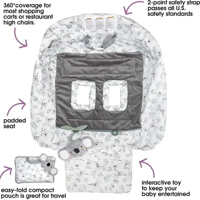 Boppy Cart Covers*- Shopping Cart & High Chair Cover with Storage Pouch, Gray Green Koala