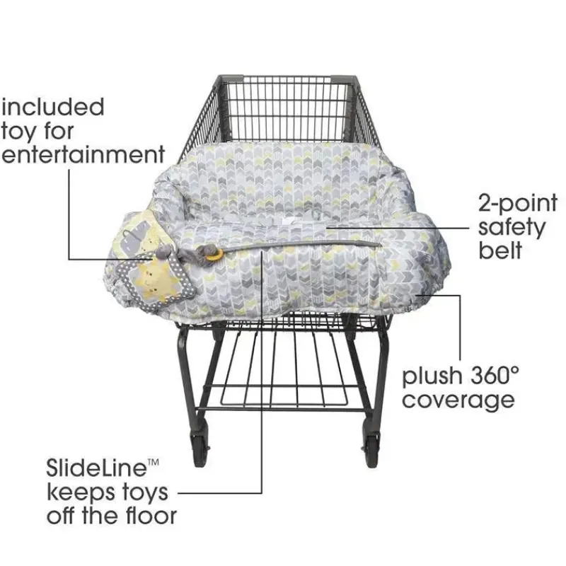 Boppy Nursing Covers, Scarves, & Wedges*- Shopping Cart and High Chair Cover, Sunshine Yellow and Gray Chevron with Changeable SlideLine and Seatbelt