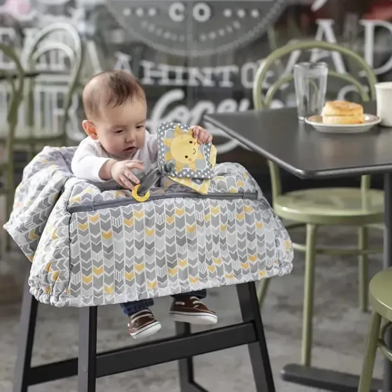 Boppy Nursing Covers, Scarves, & Wedges*- Shopping Cart and High Chair Cover, Sunshine Yellow and Gray Chevron with Changeable SlideLine and Seatbelt