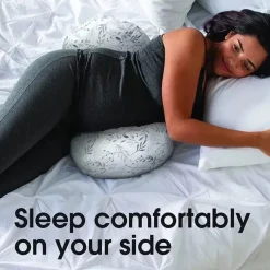 Boppy Body Pillow|Gift For Mom*- Side Sleeper, Gray Falling Leaves