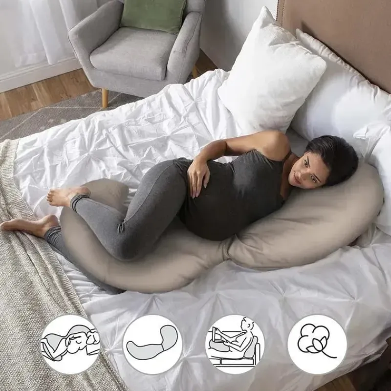 Boppy Body Pillow*- Total Body Pregnancy Pillow with Organic Cotton, Biscuit