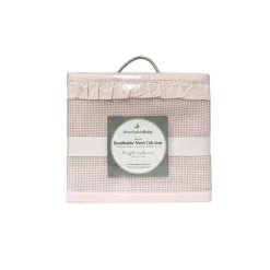 BreathableBaby Crib & Bed Sheets*- Breathable Mesh Crib Liner, Deluxe Ruffle Collection, Blush