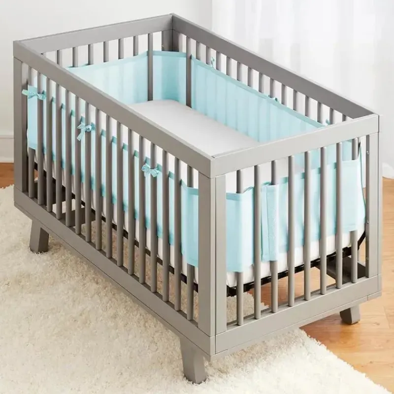 BreathableBaby Crib & Bed Sheets*- Breathable Mesh Liner for Full-Size Cribs, Classic 3mm Mesh, Blue Green Aqua