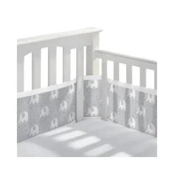 BreathableBaby Bumpers, Liners & Skirts*- Classic Breathable Mesh Crib Liner, Peaceful Elephant Gray
