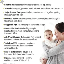 BreathableBaby Bumpers, Liners & Skirts*- Classic Breathable Mesh Crib Liner, Gray