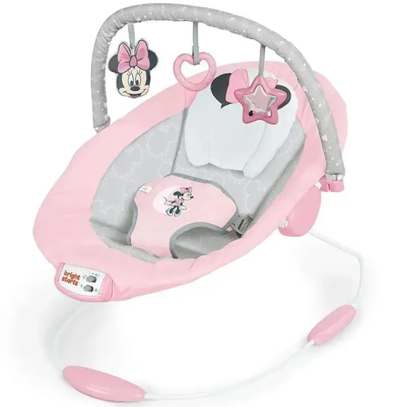 Bright Starts Mickey & Minnie|Bouncers, Swings & Rockers*- Baby Disney Minnie Mouse Rosy Skies Bouncer Pink