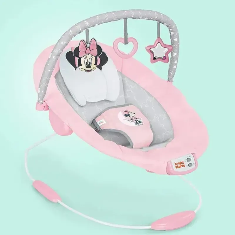 Bright Starts Mickey & Minnie|Bouncers, Swings & Rockers*- Baby Disney Minnie Mouse Rosy Skies Bouncer Pink