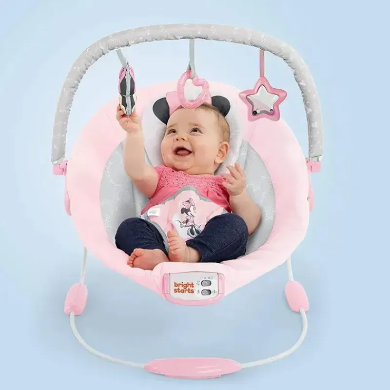 Bright Starts Mickey & Minnie|Bouncers, Swings & Rockers*- Baby Disney Minnie Mouse Rosy Skies Bouncer Pink