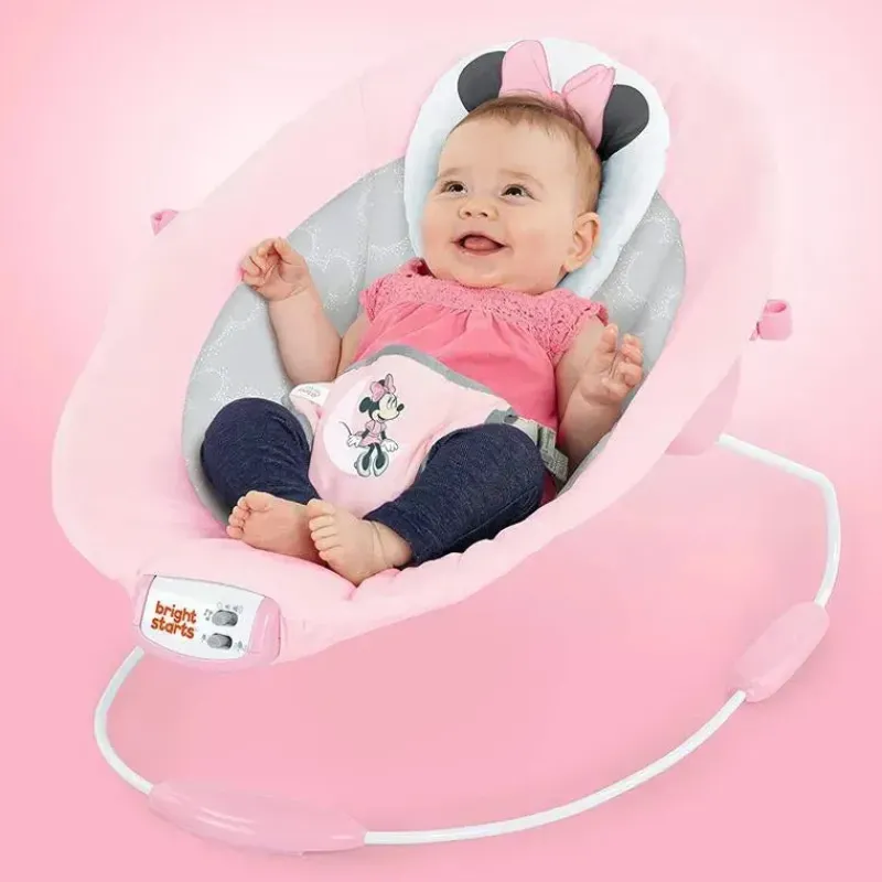 Bright Starts Mickey & Minnie|Bouncers, Swings & Rockers*- Baby Disney Minnie Mouse Rosy Skies Bouncer Pink