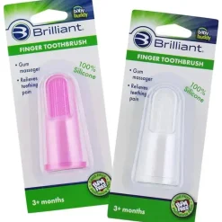 Baby Buddy Bath Accessories & Organization*Brilliant Baby - Finger Toothbrush, 3 Months Old and Up, Pink/Clear, 2 Brush Set