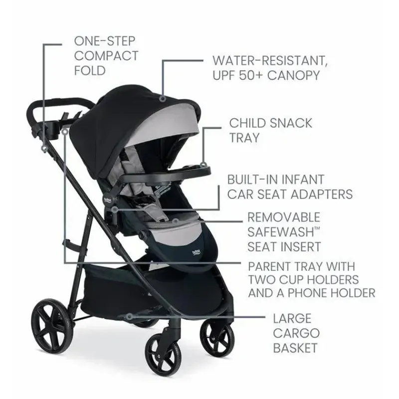 Britax Travel Systems*- Willow Brook S+ Travel System with Alpine Anti-Rebound Base, Graphite Onyx