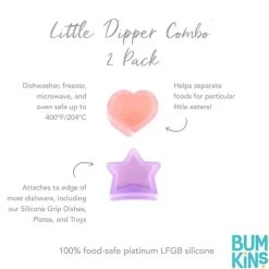 Bumkins Utensils & Accessories|Dishes, Utensils & Food Containers*- Baby Silicone Little Dippers, Attaches to Bowls, Dishes and Plates, 2 Pack, Magenta Jelly