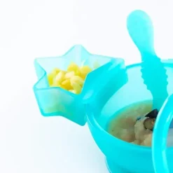 Bumkins Utensils & Accessories|Dishes, Utensils & Food Containers*- Baby Silicone Little Dippers, Attaches to Bowls, Dishes and Plates, 2 Pack, Aqua Jelly