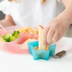 Bumkins Utensils & Accessories|Dishes, Utensils & Food Containers*- Baby Silicone Little Dippers, Attaches to Bowls, Dishes and Plates, 2 Pack, Aqua Jelly