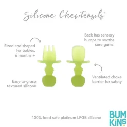 Bumkins Utensils & Accessories|Dishes, Utensils & Food Containers*- Baby Utensils Set, Chewtensils Silicone, Green Jelly