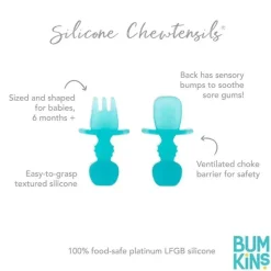 Bumkins Utensils & Accessories|Dishes, Utensils & Food Containers*- Baby Utensils Set, Chewtensils Silicone, Blue Jelly