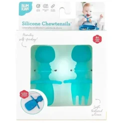 Bumkins Utensils & Accessories|Dishes, Utensils & Food Containers*- Baby Utensils Set, Chewtensils Silicone, Blue Jelly