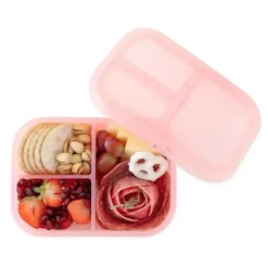 Bumkins Food Jars & Snack Cups|Dishes, Utensils & Food Containers*- Snack/Lunch Bento Box, 3 Compartment Container, Pink Jelly