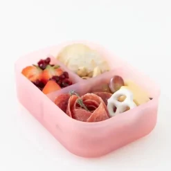 Bumkins Food Jars & Snack Cups|Dishes, Utensils & Food Containers*- Snack/Lunch Bento Box, 3 Compartment Container, Pink Jelly