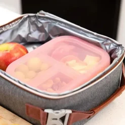 Bumkins Food Jars & Snack Cups|Dishes, Utensils & Food Containers*- Snack/Lunch Bento Box, 3 Compartment Container, Pink Jelly
