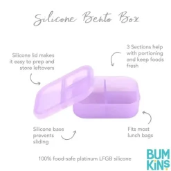 Bumkins Food Jars & Snack Cups|Dishes, Utensils & Food Containers*- Snack/Lunch Bento Box, 3 Compartment Container, Purple Jelly