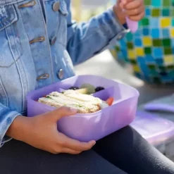 Bumkins Food Jars & Snack Cups|Dishes, Utensils & Food Containers*- Snack/Lunch Bento Box, 3 Compartment Container, Purple Jelly