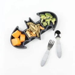 Bumkins Super Heroes|Suction Plates & Bowls*- Dc Comics Silicone Grip Dish, Batman