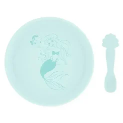 Bumkins Disney Princess|Plates & Bowls*- Disney Baby and Toddler Silicone Plate and Spoon Set, 6 Months Up, Princess Ariel
