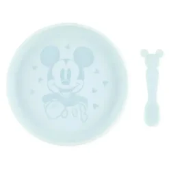 Bumkins Mickey & Minnie|Plates & Bowls*- Disney Baby and Toddler Silicone Plate and Spoon Set, 6 Months Up, Mickey Mouse