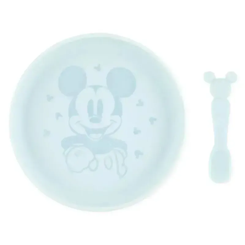 Bumkins Mickey & Minnie|Plates & Bowls*- Disney Baby and Toddler Silicone Plate and Spoon Set, 6 Months Up, Mickey Mouse