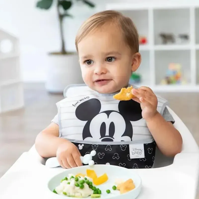 Bumkins Mickey & Minnie|Plates & Bowls*- Disney Baby and Toddler Silicone Plate and Spoon Set, 6 Months Up, Mickey Mouse
