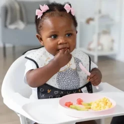 Bumkins Mickey & Minnie|Plates & Bowls*- Disney Baby and Toddler Silicone Plate and Spoon Set, 6 Months Up, Minnie Mouse