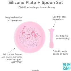 Bumkins Disney Princess|Plates & Bowls*- Disney Baby and Toddler Silicone Plate and Spoon Set, 6 Months Up, Princess