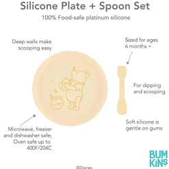 Bumkins Plates & Bowls|Dishes, Utensils & Food Containers*- Disney Baby and Toddler Silicone Plate and Spoon Set, 6 Months Up, Winnie The Pooh