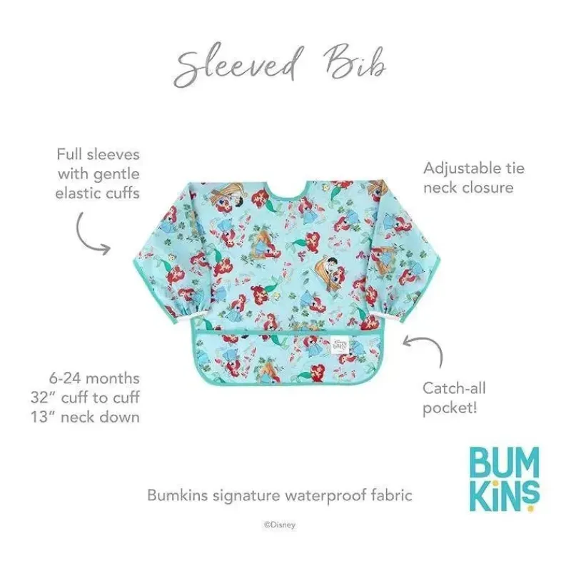 Bumkins Disney Princess|Bibs*- Disney Baby Sleeved Bib, Little Mermaid