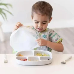 Bumkins Suction Plates & Bowls|Dishes, Utensils & Food Containers*- Grip Dish And Stretch Lid, Marble