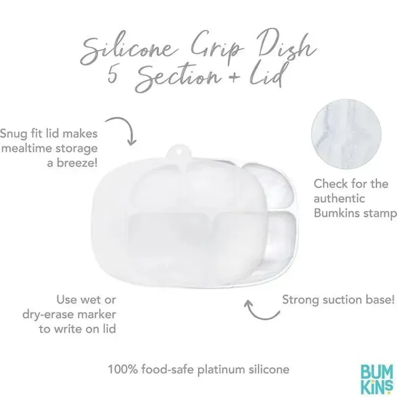 Bumkins Suction Plates & Bowls|Dishes, Utensils & Food Containers*- Grip Dish And Stretch Lid, Marble