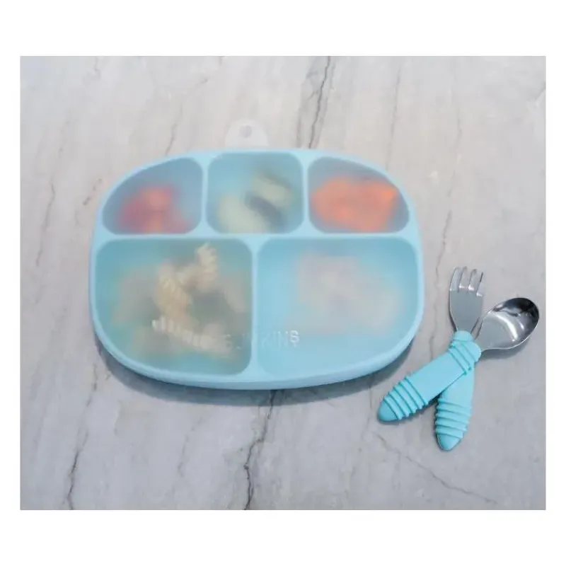 Bumkins Suction Plates & Bowls|Dishes, Utensils & Food Containers*- Grip Dish And Stretch Lid, Blue