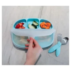 Bumkins Suction Plates & Bowls|Dishes, Utensils & Food Containers*- Grip Dish And Stretch Lid, Blue