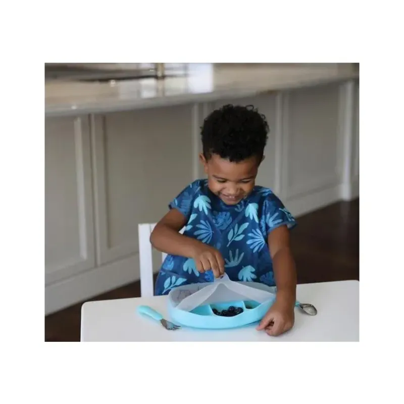 Bumkins Suction Plates & Bowls|Dishes, Utensils & Food Containers*- Grip Dish And Stretch Lid, Blue