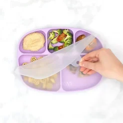 Bumkins Suction Plates & Bowls|Dishes, Utensils & Food Containers*- Grip Dish And Stretch Lid, Lavender