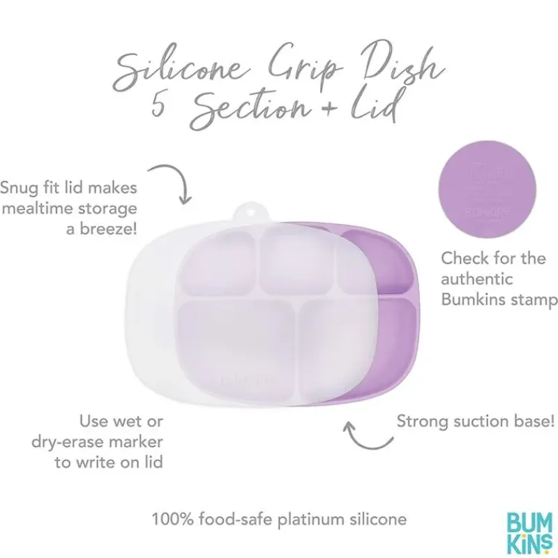 Bumkins Suction Plates & Bowls|Dishes, Utensils & Food Containers*- Grip Dish And Stretch Lid, Lavender