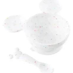 Bumkins Mickey & Minnie|Plates & Bowls*- Mickey Mouse Vanilla Sprinkle Silicone First Feeding Set