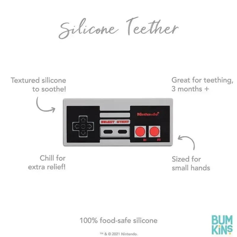 Bumkins Toys For 0-12 Months|Gift For Baby*- Nintendo Controller Silicone Teether