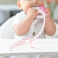 Bumkins Rattles & Teethers|Toys For 0-12 Months*- Pink Silicone Accessory Tethers