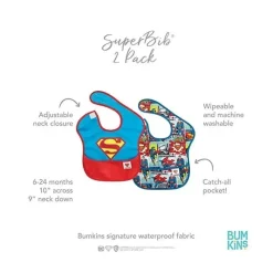 Bumkins Super Heroes|Bibs*- 2Pk Dc Comics Superbib Superman